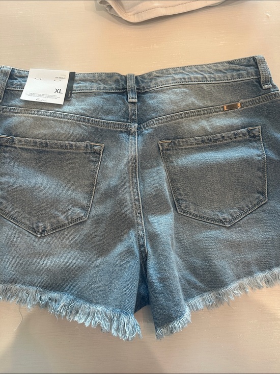 KanCan Pants - KanCan Light Blue Denim Jean Shorts with Frayed Hem